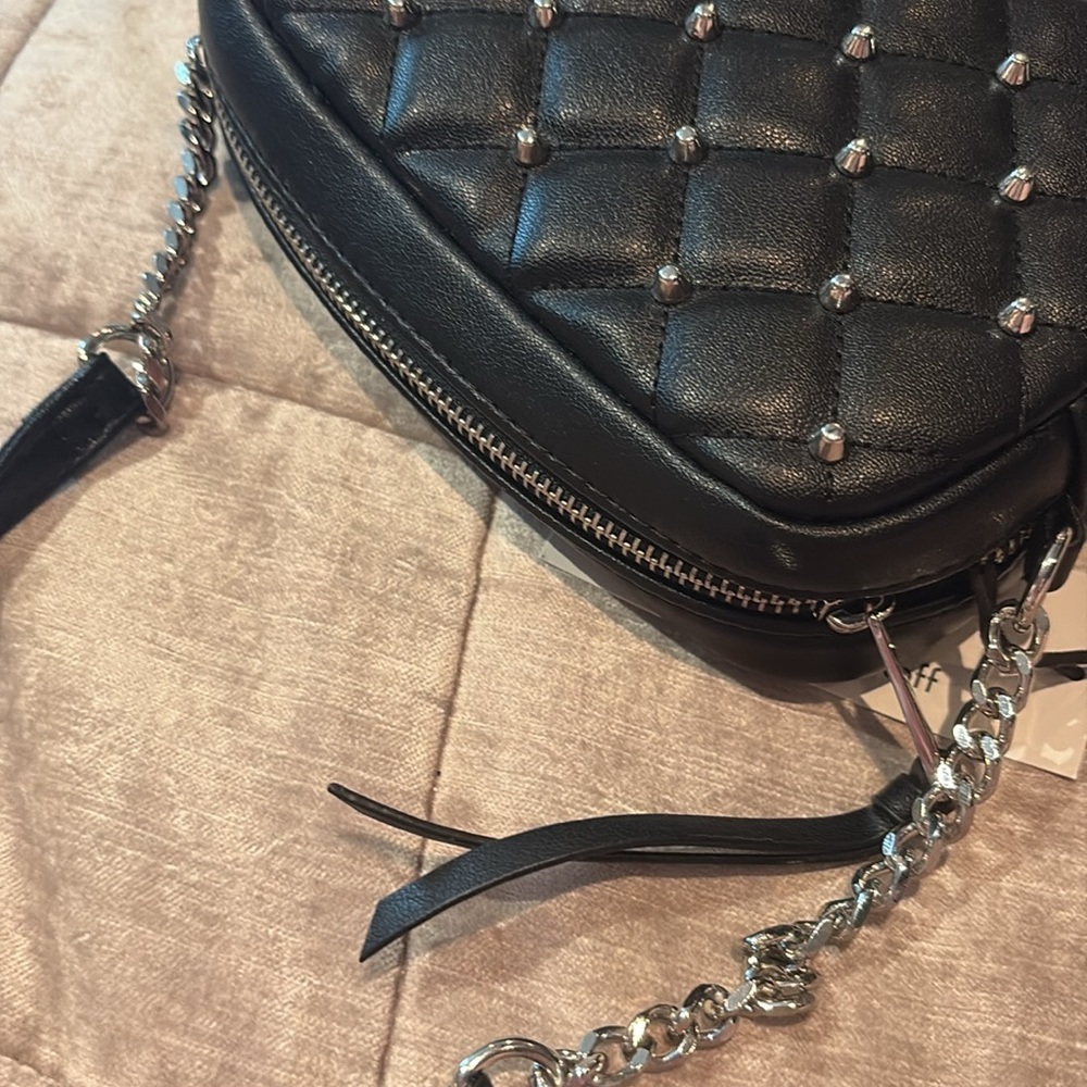 Rebecca Minkoff Quilted Crossbody Bag Diamond Pattern Black and Silver NWTS - Picture 7 of 9